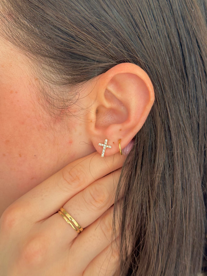 Boucles D’oreilles Croix Diamantée