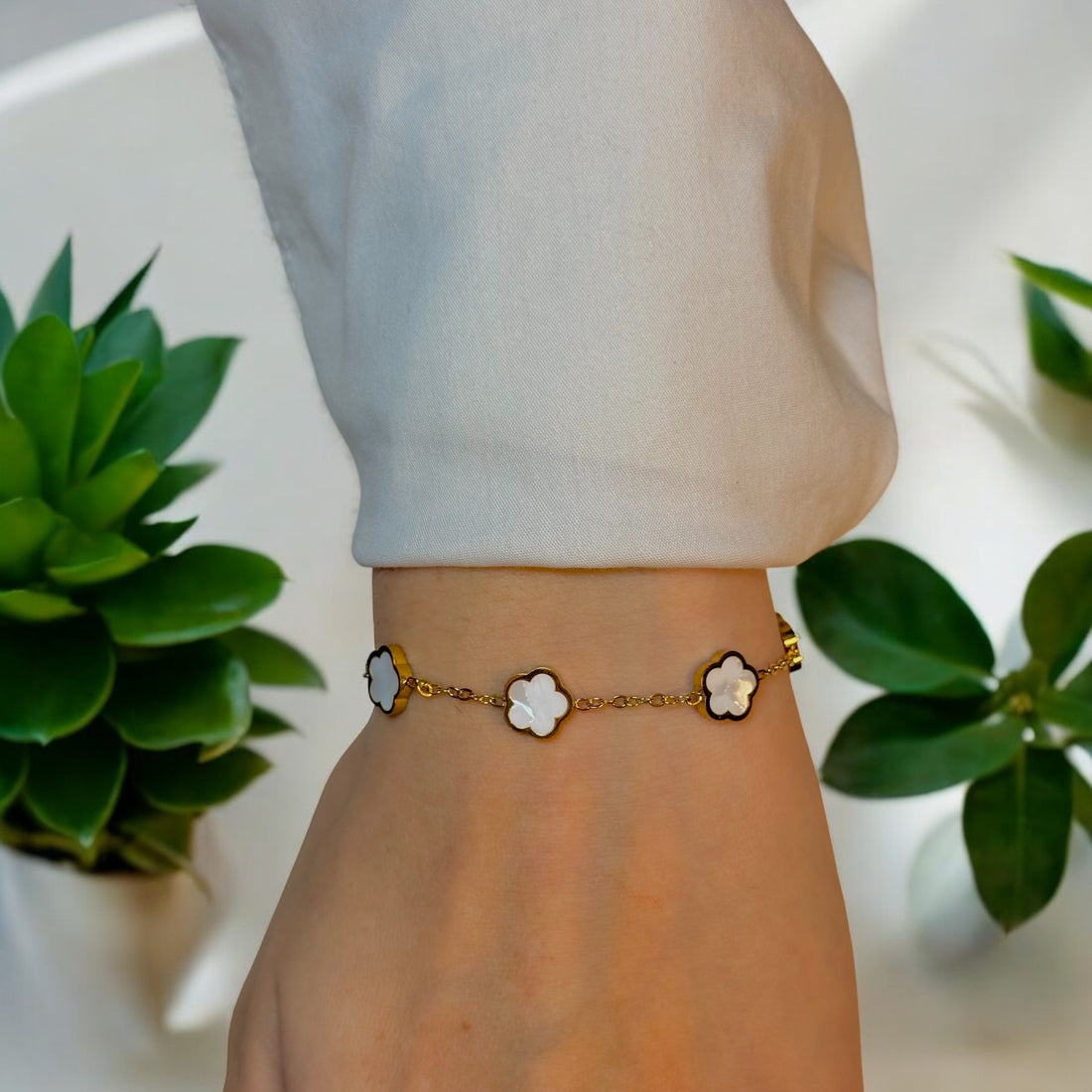 Bracelet Trèfles Nacrés