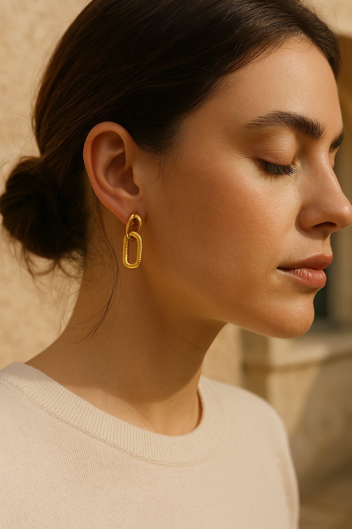 Boucles D’oreilles Maillon Doré